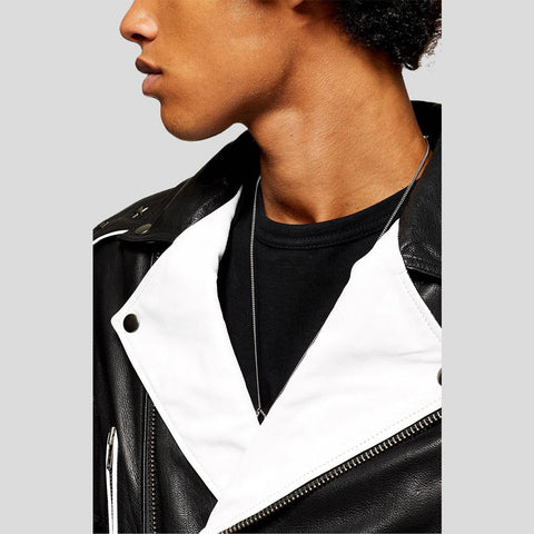 men's black lambskin leather bomber jacket varek back view