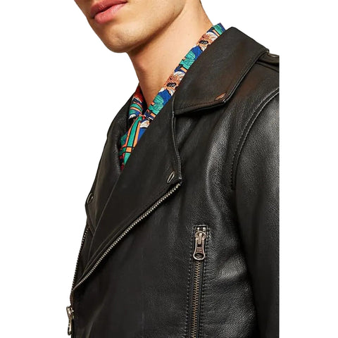 men's black lambskin leather bomber jacket ronan back view