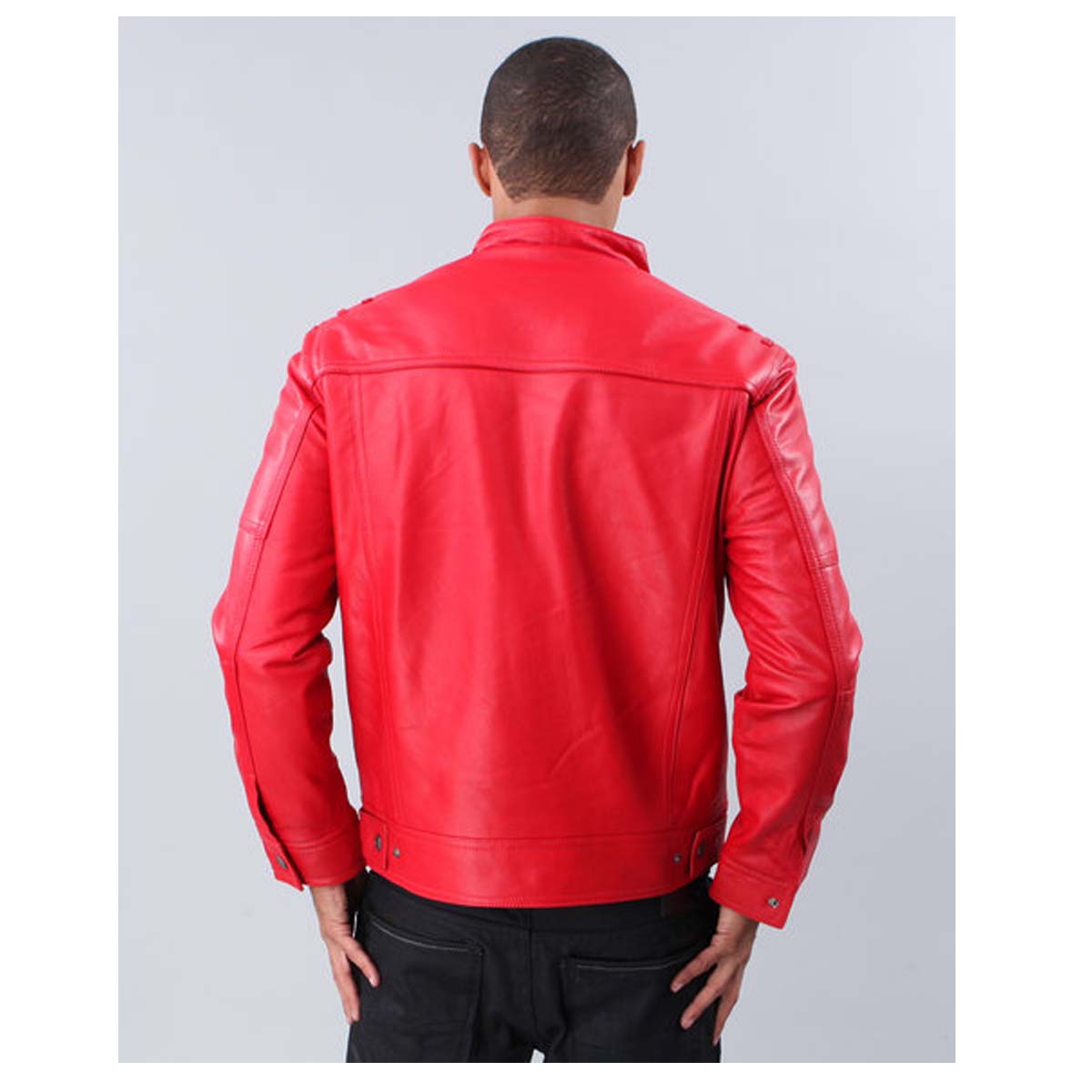 Men Red Fashion Leather Jacket - AMSEL LEATHERS