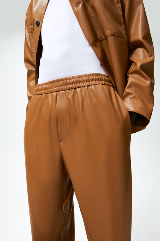men's brown sheepskin leather pants marlow back view