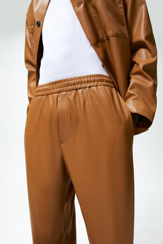 men's brown sheepskin leather pants marlow back view