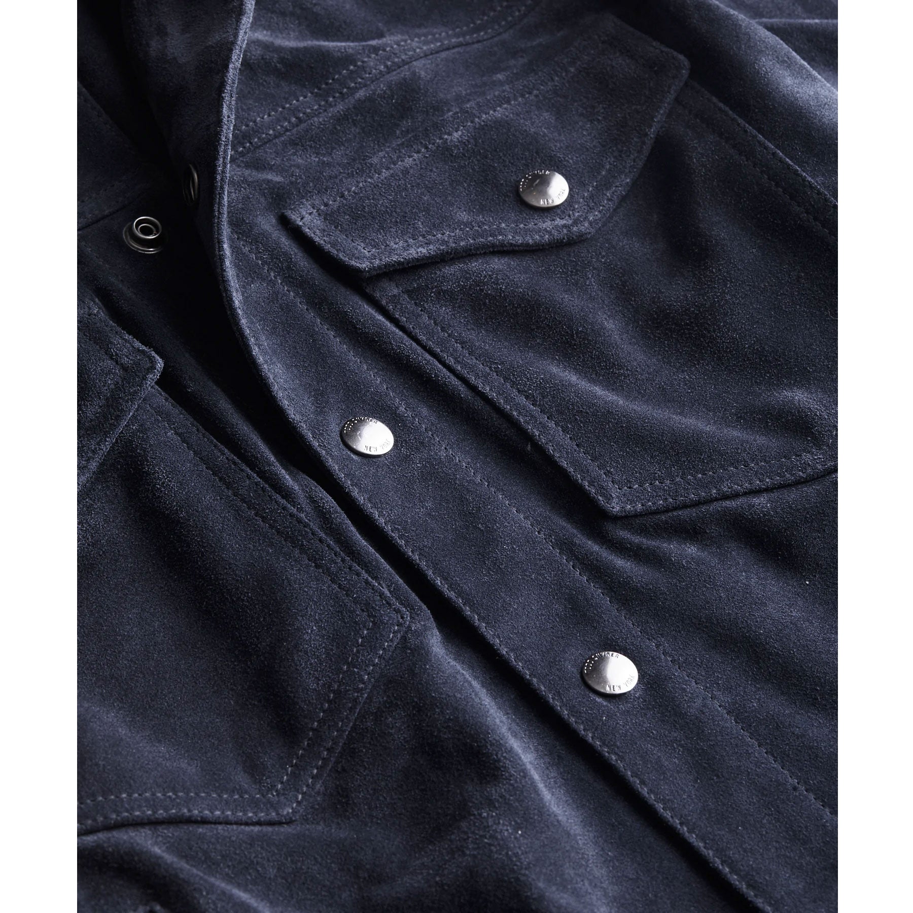 men's blue leather shirt marlow back view