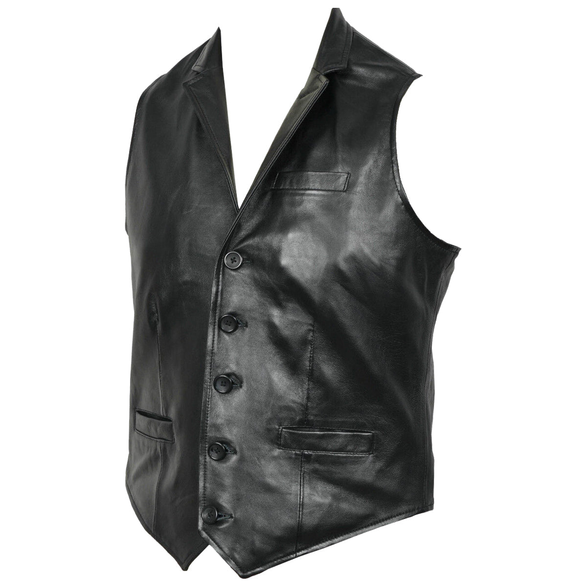 Men Party Black Premium Leather Waistcoat - AMSEL LEATHERS