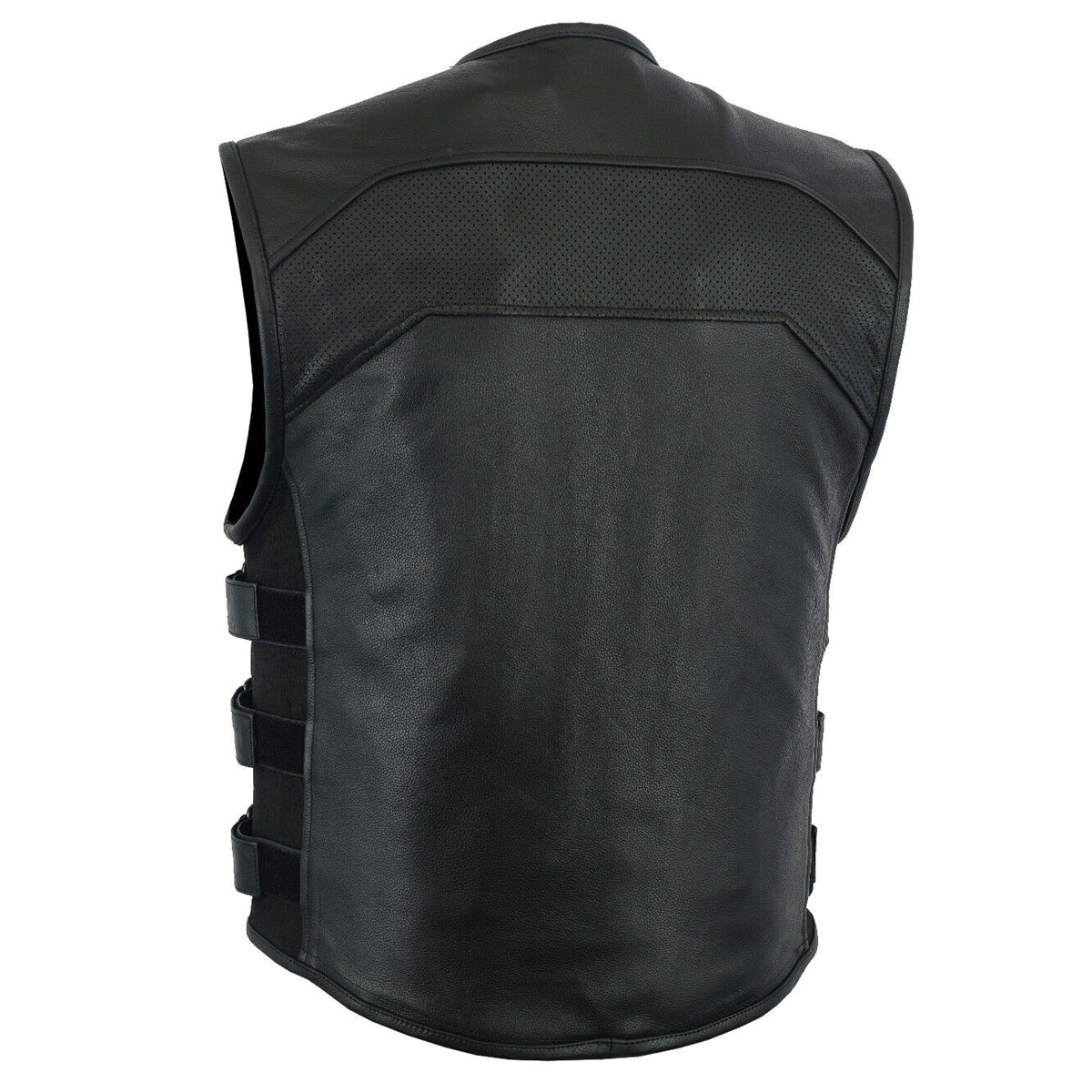 Men Motorcycle Cowhide Club Leather Vest - AMSEL LEATHERS