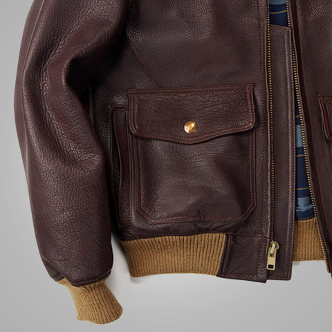 men’s sheepskin leather aviator jacket back view