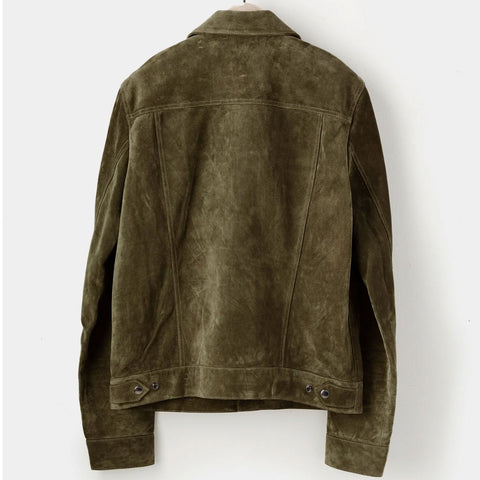 men's brown leather shirt soren back view