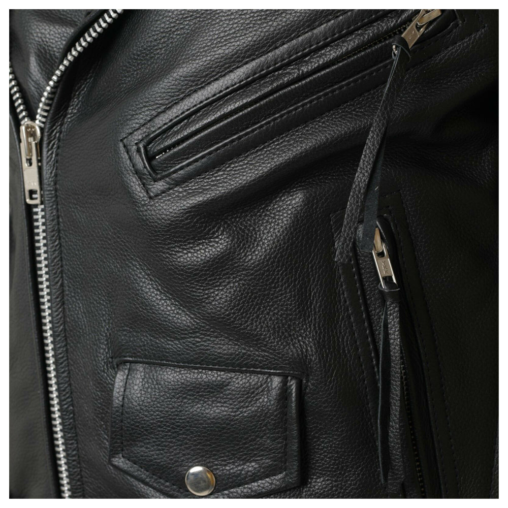 Men Classic Motorcycle Genuine Leather Lace Brando Jacket - AMSEL LEATHERS