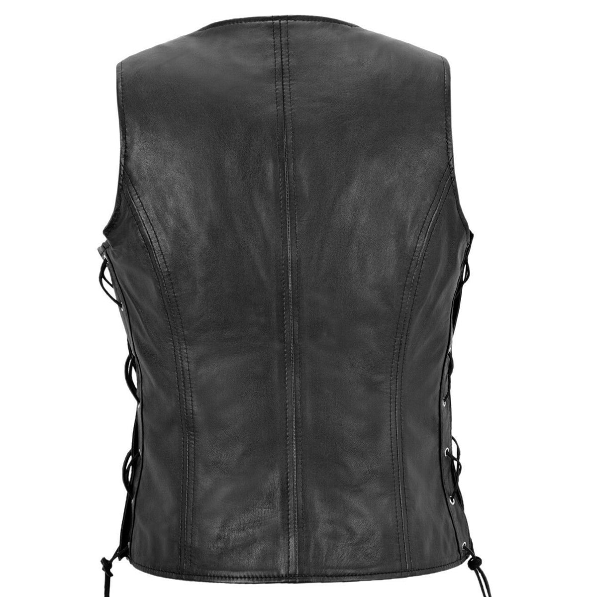 Punk Bikers Eyelet Leather Waistcoat - AMSEL LEATHERS