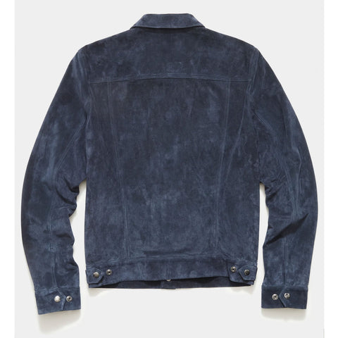men's blue leather shirt marlow detail close up