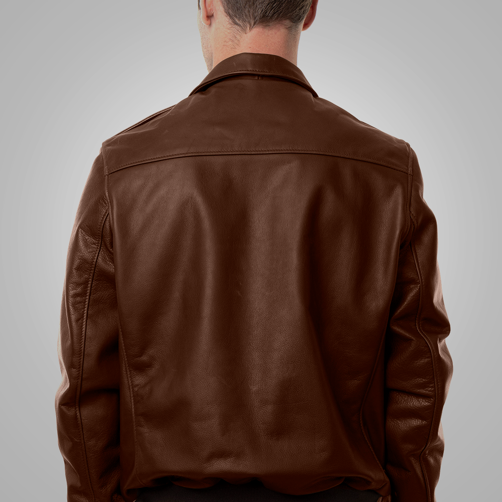 • brown pilot jacket side angle mens
