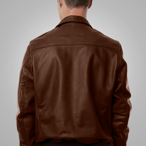 • brown pilot jacket side angle mens
