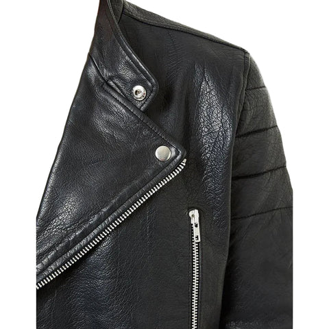 men's black lambskin leather bomber jacket marlow detail close up