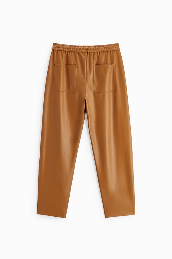 men's brown sheepskin leather pants marlow detail close up