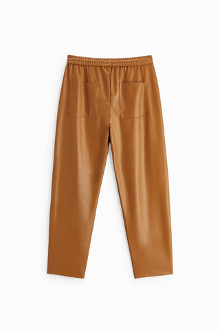 men's brown sheepskin leather pants marlow detail close up