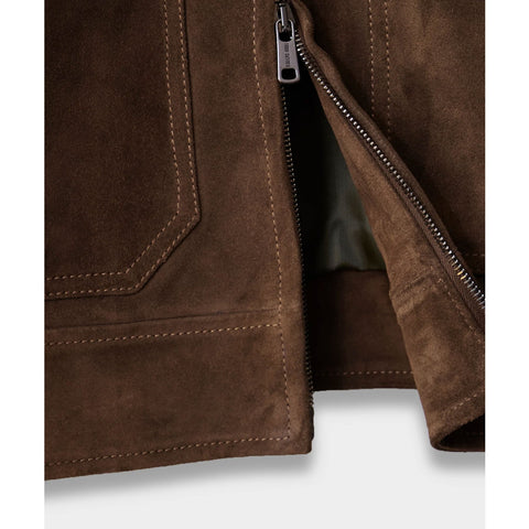 men's brown suede leather jacket henrik back view