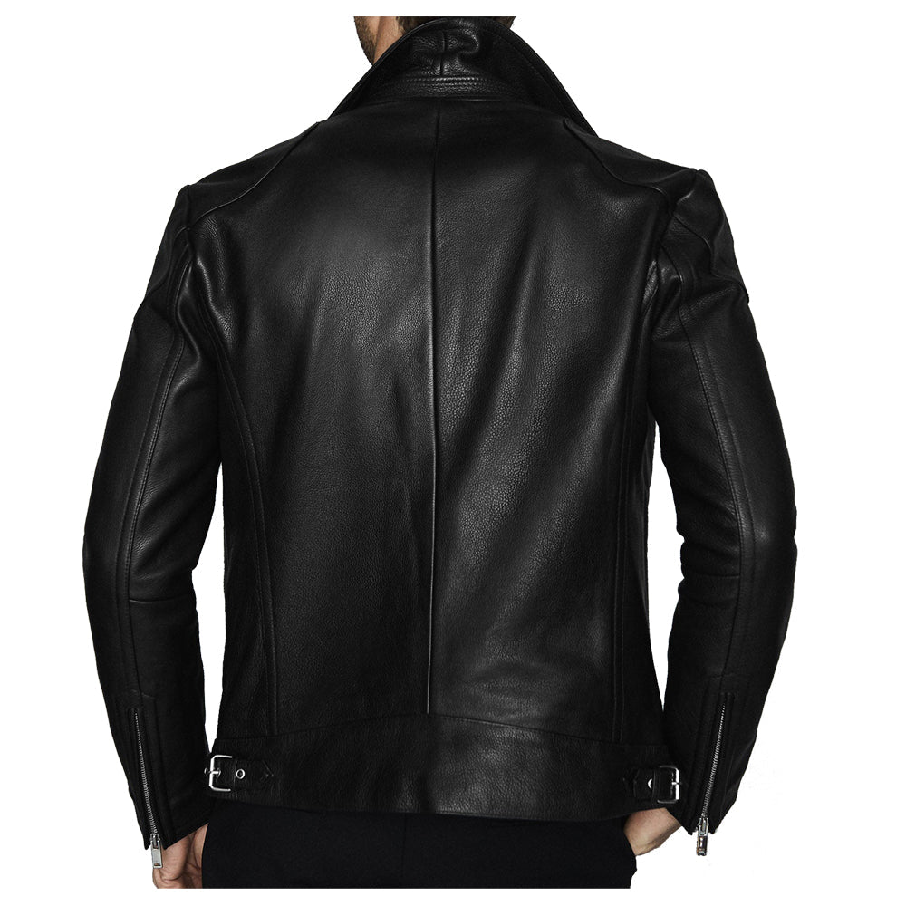 Men Fashion Biker Jacket Three Pocket Zipper - AMSEL LEATHERS