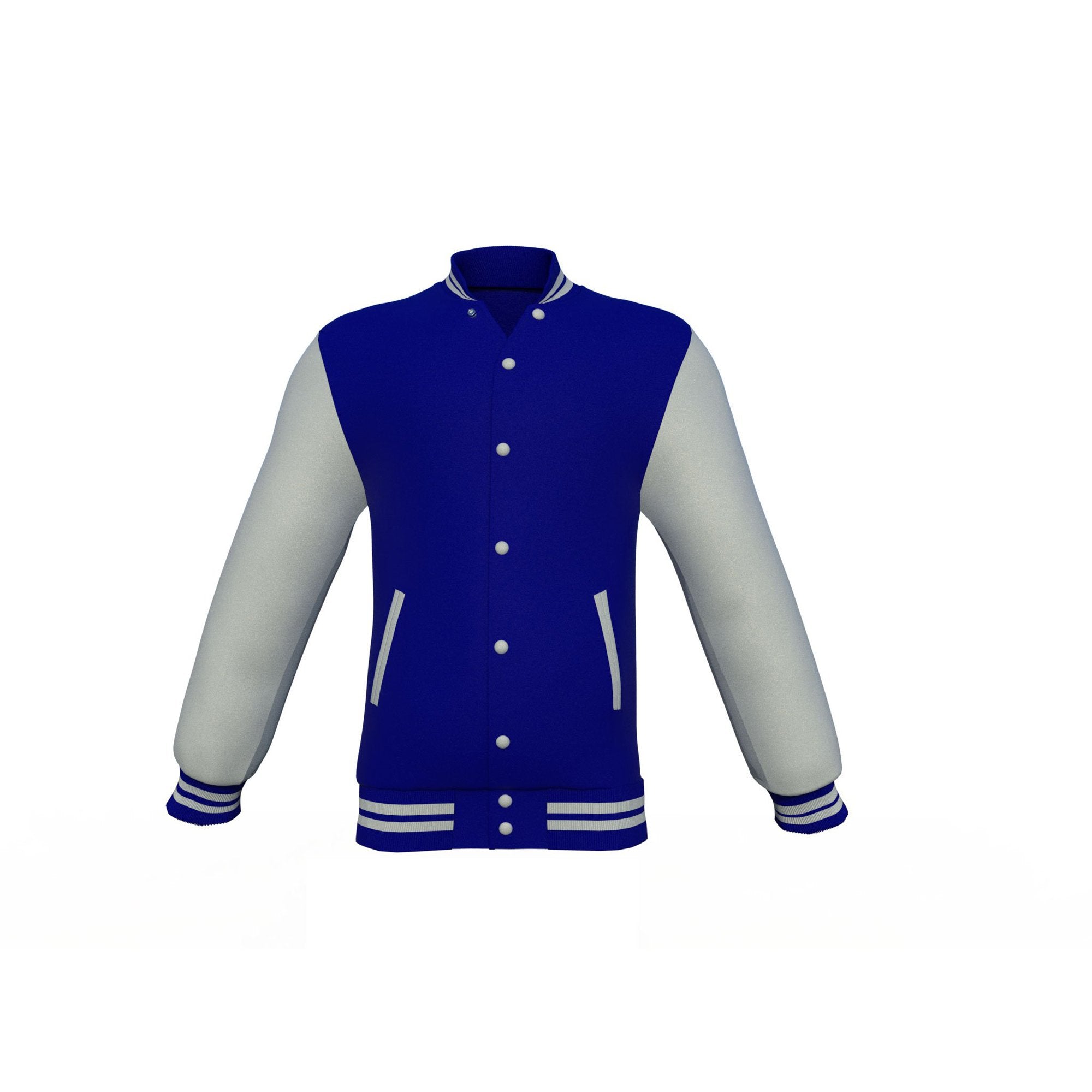 grey varsity letterman jacket with leather sleeves lucien front view