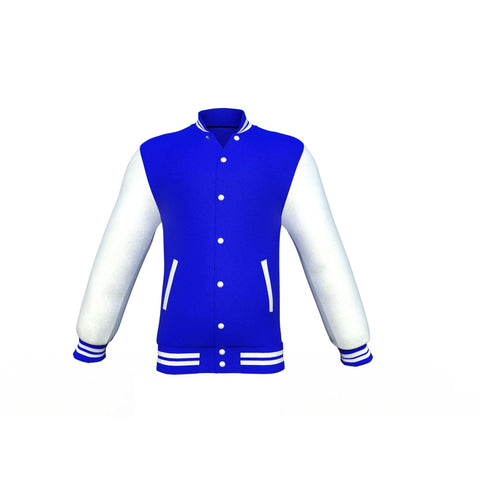 men’s white cowhide leather varsity jacket front view