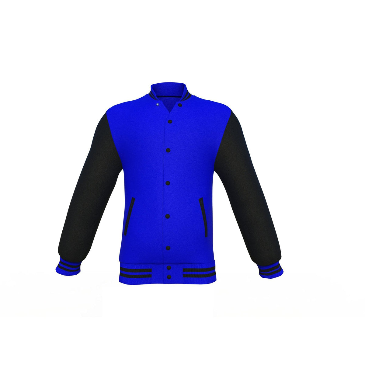 men’s black cowhide leather varsity jacket front view