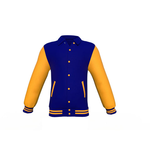 navy varsity letterman jacket with leather sleeves conrad side angle