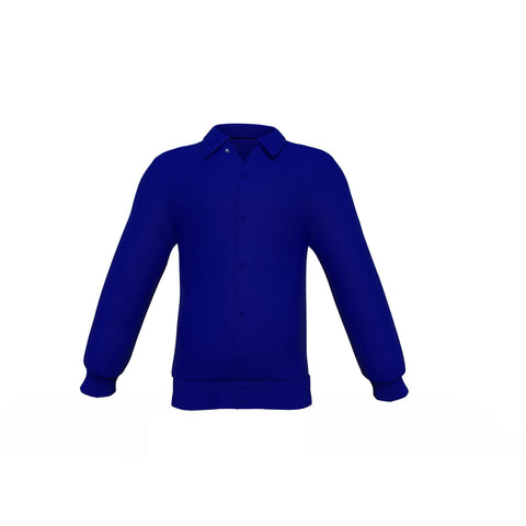 navy varsity letterman jacket with leather sleeves marek side angle