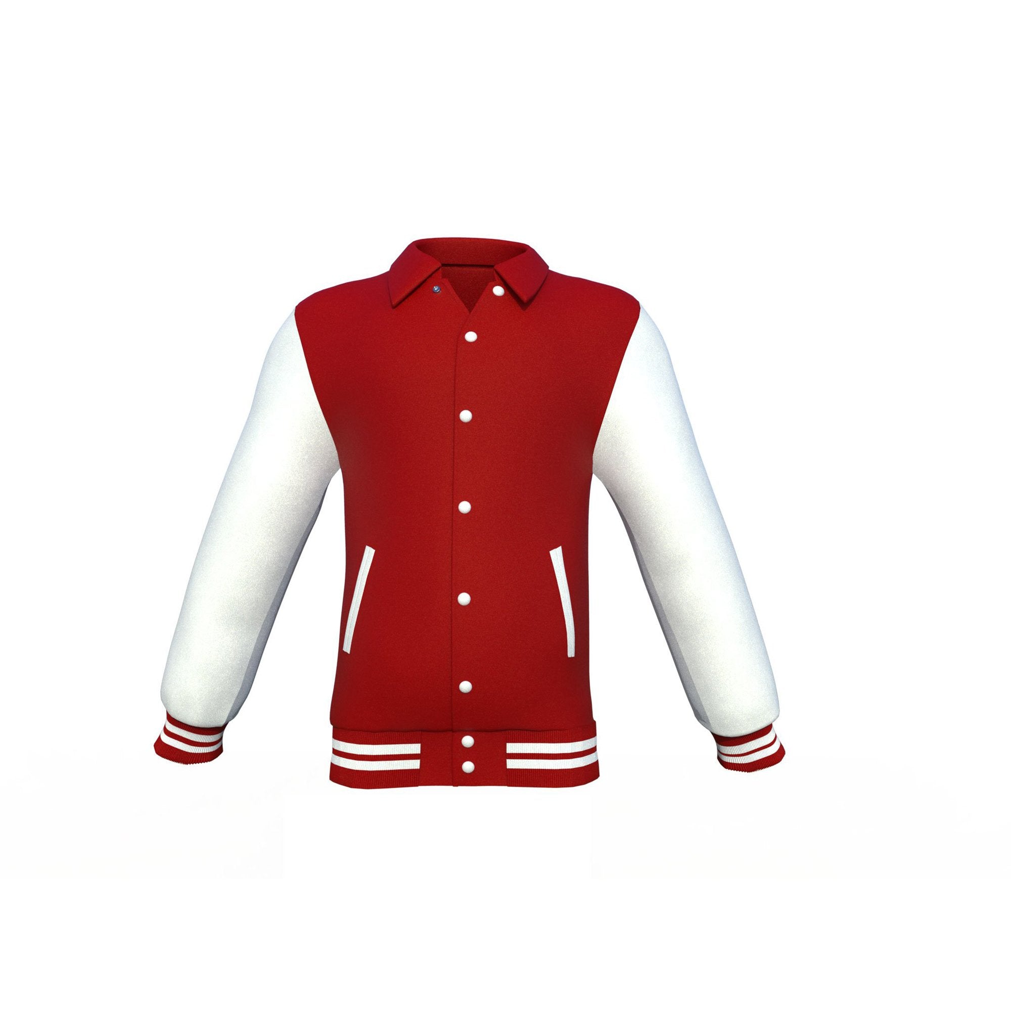 white varsity letterman jacket with leather sleeves leif side angle