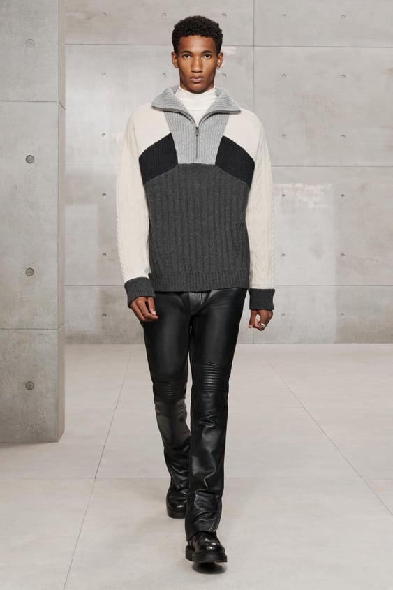men's black sheepskin leather pants ronan texture detail