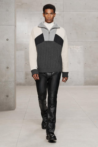 men's black sheepskin leather pants ronan texture detail