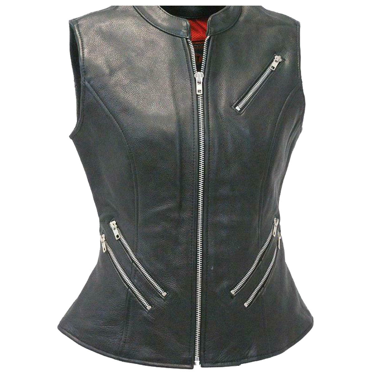 Womens Genuine Cowhide Leathers Motorcycle Vest - AMSEL LEATHERS