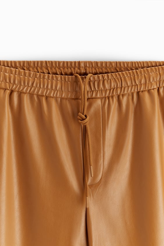 men's brown sheepskin leather pants marlow texture detail