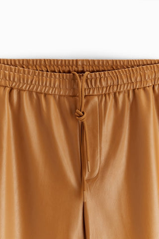 men's brown sheepskin leather pants marlow texture detail