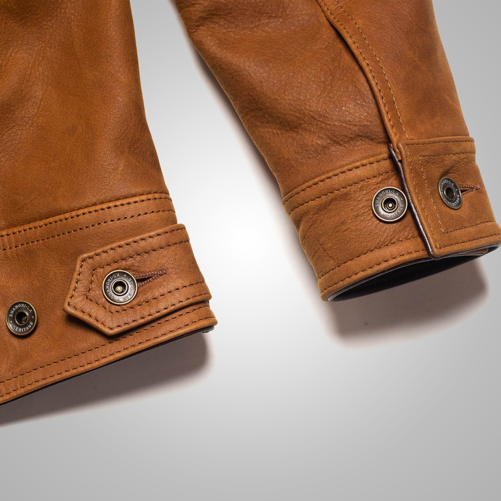 men's brown fringe suede leather jacket leif texture detail