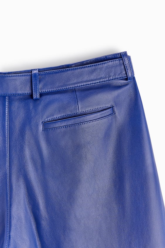 men's blue sheepskin leather pants alaric texture detail