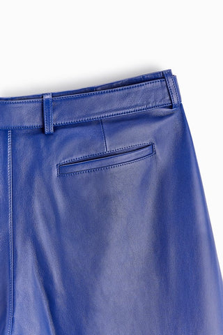 men's blue sheepskin leather pants alaric texture detail