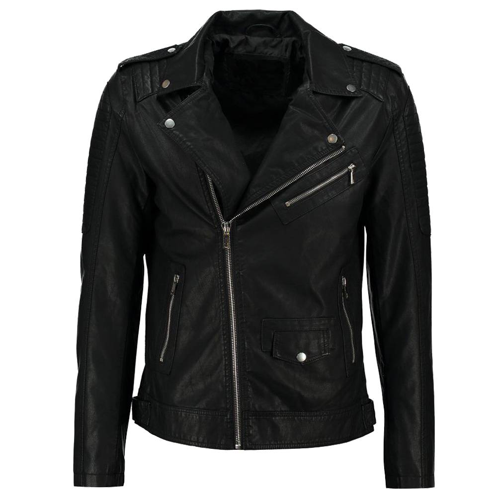 Men Black Leather Motorcycle jacket - AMSEL LEATHERS