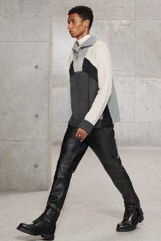 men's black sheepskin leather pants ronan styling view