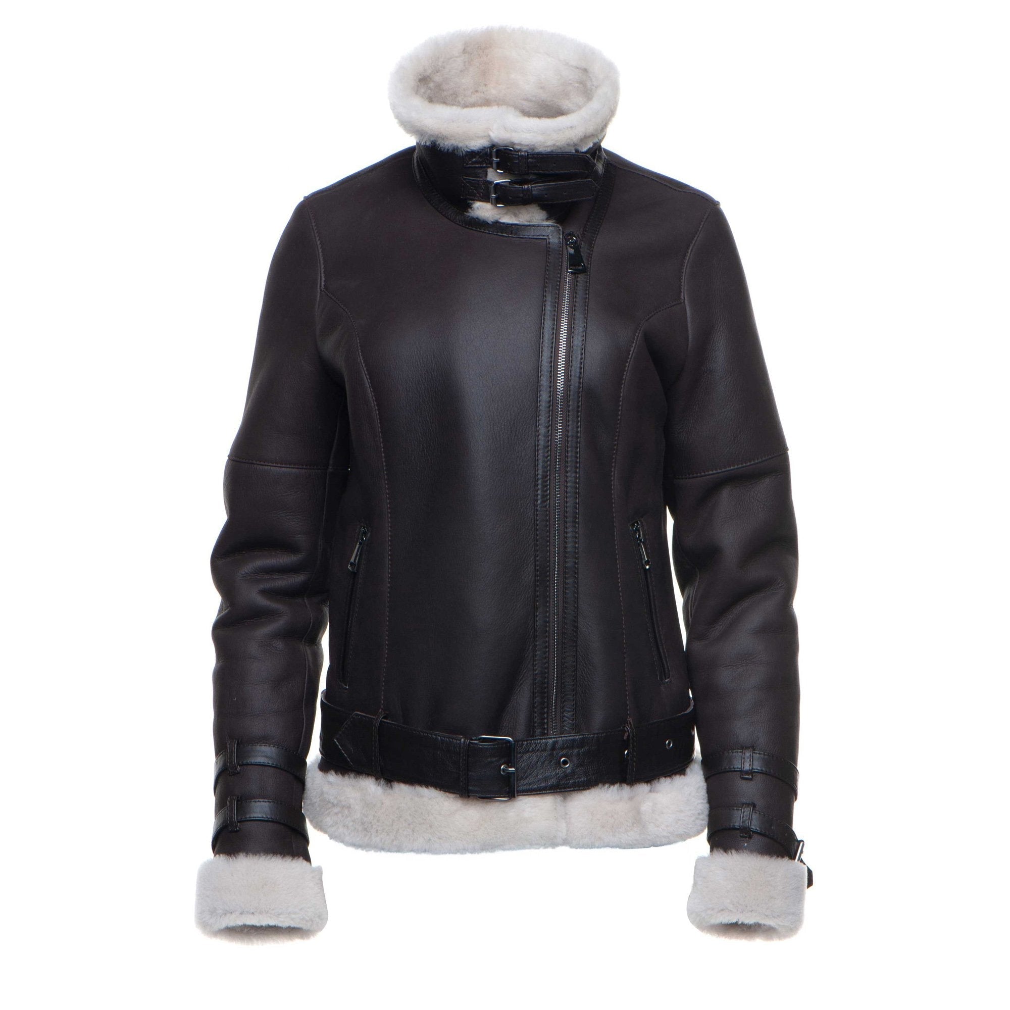 • sheepskin shearling collar detail close up
