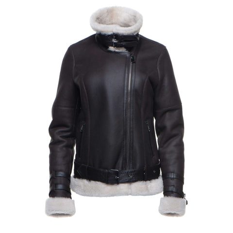 • sheepskin shearling collar detail close up

