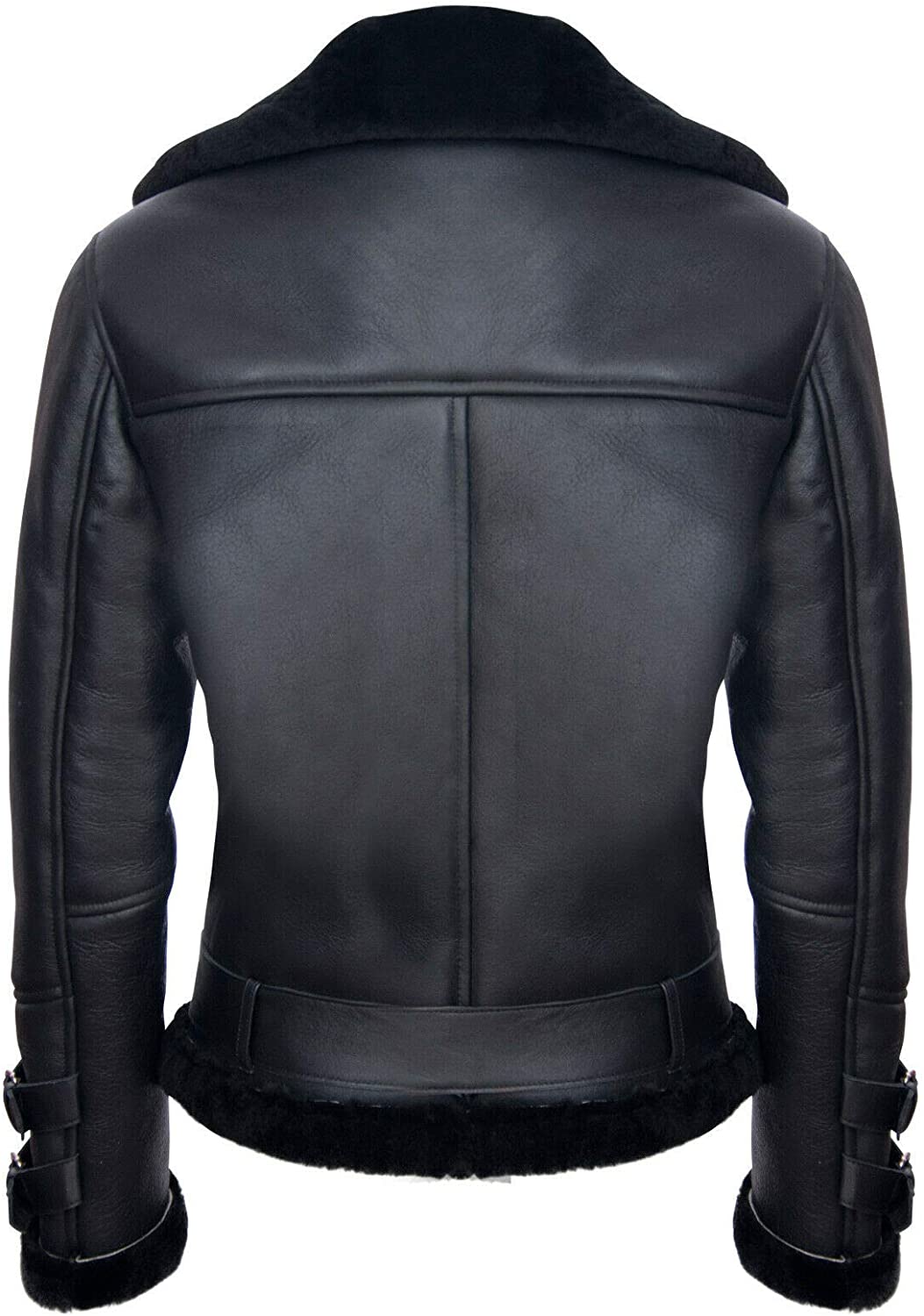 Men’s real sheepskin flying jacket with waist belt