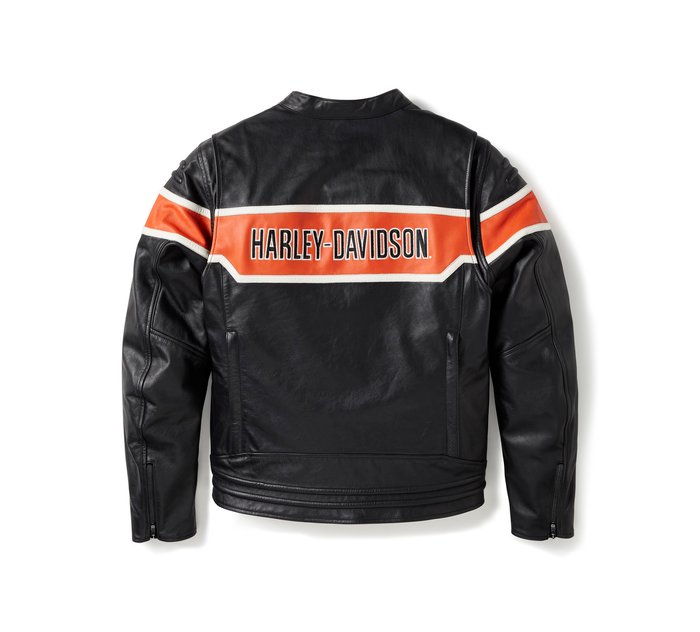 Men’s black armored leather motorcycle riding jacket
