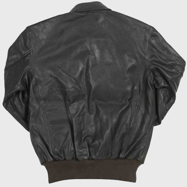 Classic A-2 Flight Bomber Black Leather Jacket - AMSEL LEATHERS