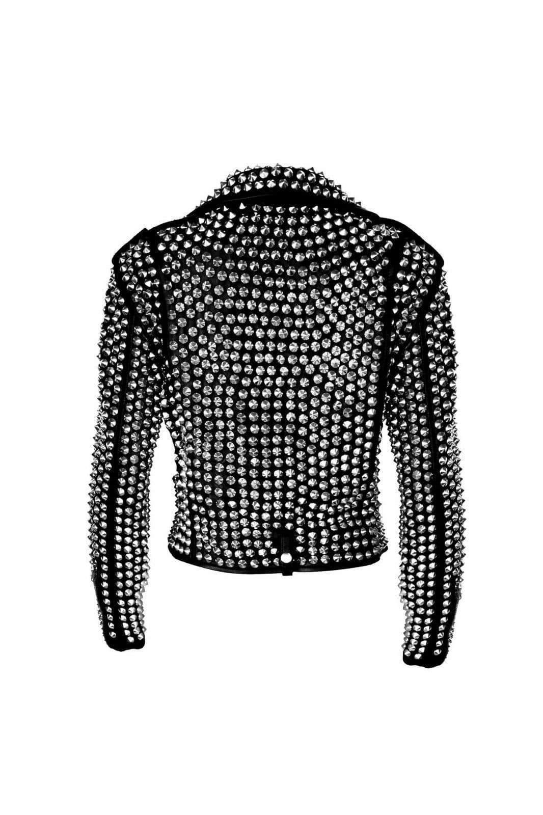 punk studded leather biker jacket women full studs