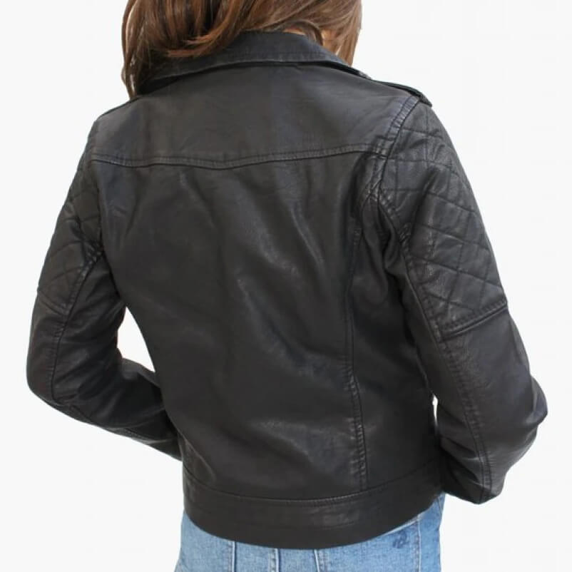 Adorable Quilted Black Leather Kids Jacket - AMSEL LEATHERS