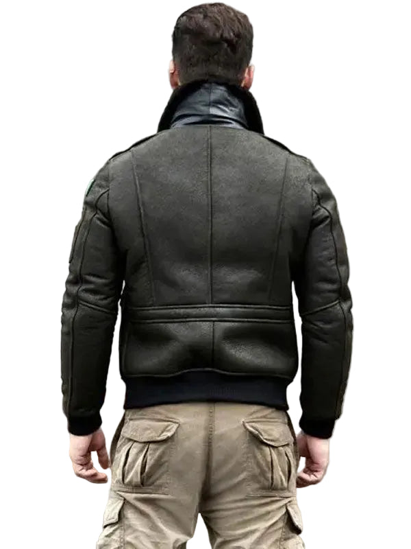 • sheepskin shearling flight jacket men winter style
