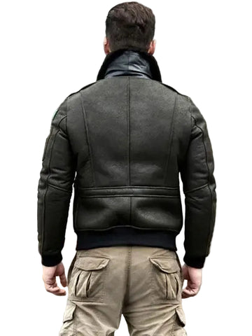 • sheepskin shearling flight jacket men winter style
