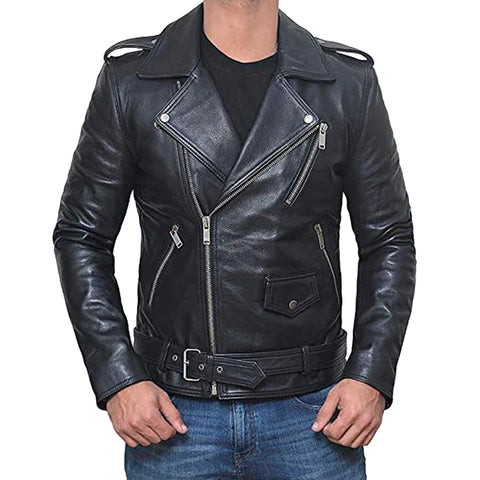 men's black lambskin leather bomber jacket callen side angle