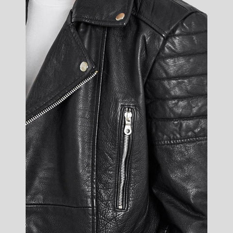 • quilted motorcycle leather jacket men side angle
