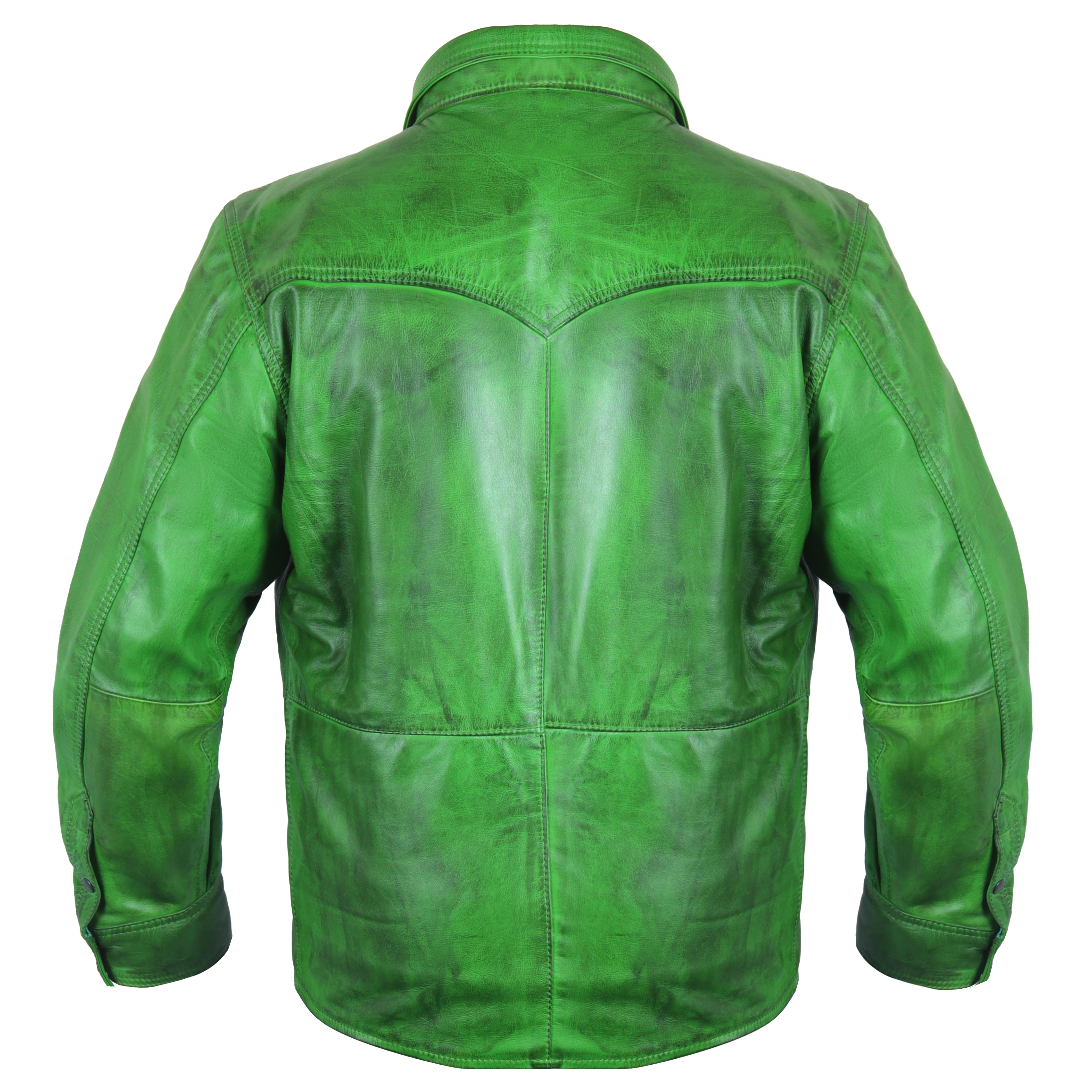 Men's Green Premium Lambskin Leather Shirt – Soft & Stylish Amsel Leathers