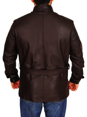 Amsel Alder brown leather look field jacket
