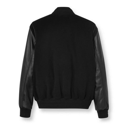 Amsel Bastian black wool leather varsity jacket
